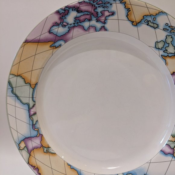 Vintage 1992 Vitromaster Atlas Side Plates 4 ceramic stoneware world globe - Picture 3 of 6